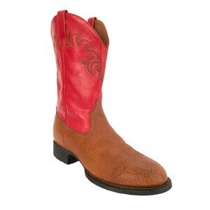 Ariat Leather Cowboy Boots Red Brown Roper Mid Calf 14460 9B FLAWED